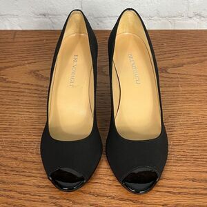 Bruno Magli NOVATI Classic Black Peep Toe Heels NWOB 7.5 B narrow